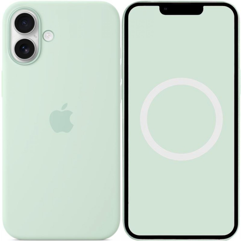 Чохол Silicone case (AAA) with Magsafe and Animation (button) для Apple iPhone 16 Plus (6.7") Aquamarine