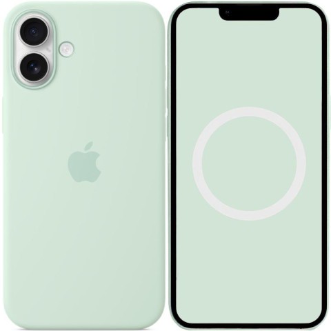 Чохол Silicone case (AAA) with Magsafe and Animation (button) для Apple iPhone 16 Plus (6.7") Aquamarine