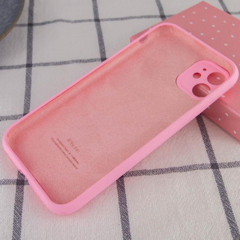 Чохол Silicone Case Full Camera Protective (AA) для Apple iPhone 12 (6.1") Рожевий / Light pink