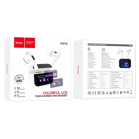 Бездротові TWS навушники Hoco EW79 Bright with Touch Screen ANC White