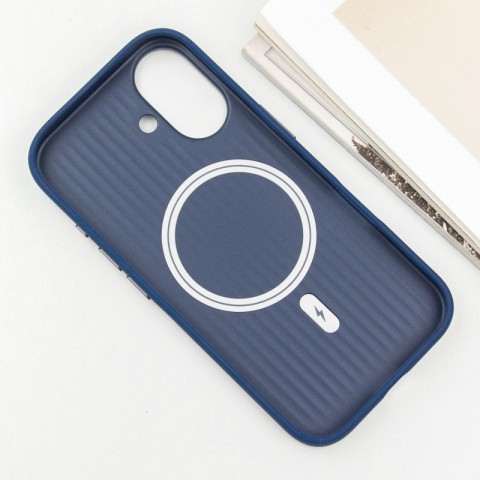 Шкіряний чохол Carved with MagSafe для Apple iPhone 16 (6.1") Blue