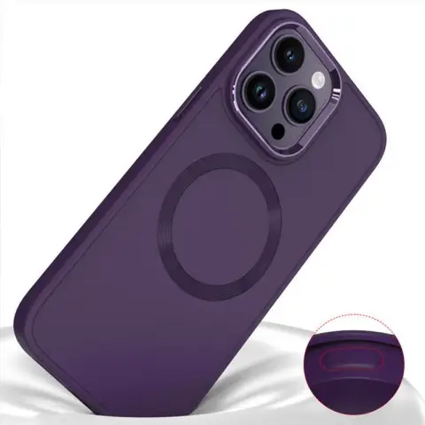 TPU чохол Bonbon Metal Style with MagSafe для Apple iPhone 16 Pro (6.3") Фіолетовий / Dark Purple
