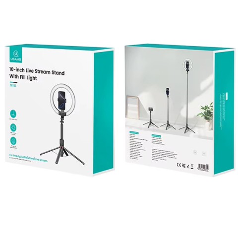 Кільцева LED-лампа для селфі Usams US-ZB323 10-inch Fill Light 1200mAh Black