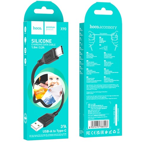 Дата кабель Hoco X90 Cool silicone USB to Type-C (1m) Black