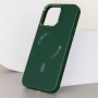 Шкіряний чохол Bonbon Leather Metal Style with MagSafe для Apple iPhone 15 Pro Max (6.7") Зелений / Pine green