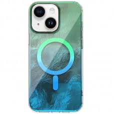 Чохол TPU Shiny Mountain (MagFit) для Apple iPhone 14 / 13 (6.1") Green / Blue