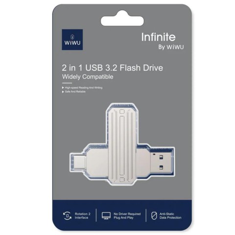 Флеш-накопичувач WIWU WI-FD003 Infinite 2in1 Type-C USB 3.2 - 512GB Silver