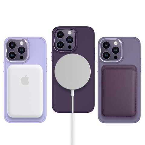 TPU чохол Bonbon Metal Style with MagSafe для Apple iPhone 16 Pro (6.3") Фіолетовий / Dark Purple