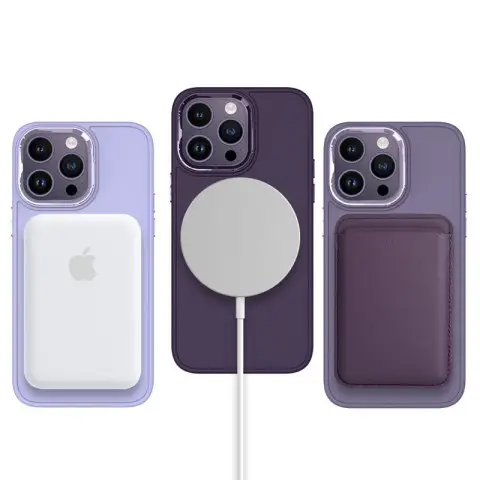 TPU чохол Bonbon Metal Style with MagSafe для Apple iPhone 16 Pro (6.3") Фіолетовий / Dark Purple