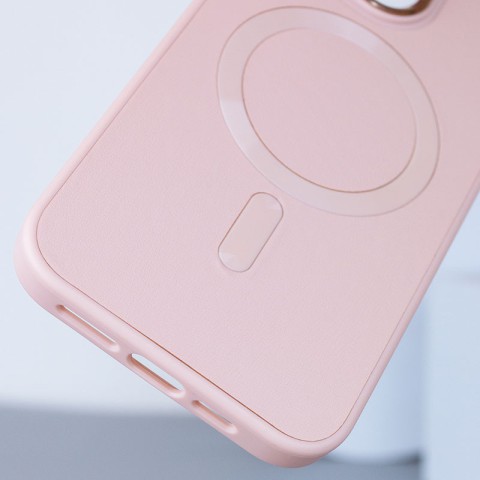 Шкіряний чохол Bonbon Leather Metal Style with MagSafe для Apple iPhone 12 Pro Max (6.7") Рожевий / Light pink