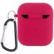 Силіконовий футляр з мікрофіброю для навушників Airpods 1/2 Червоний / Rose Red