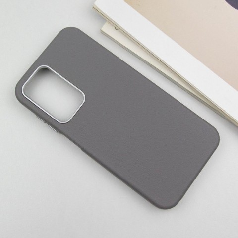 Шкіряний чохол Leather Case Metal Buttons для Samsung Galaxy A15 4G/5G / M15 5G Titanium Gray