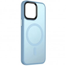 TPU+PC чохол Metal Buttons with MagSafe Colorful для Apple iPhone 14 (6.1") Блакитний