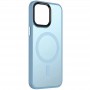 TPU+PC чохол Metal Buttons with MagSafe Colorful для Apple iPhone 14 (6.1") Блакитний