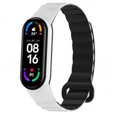 Ремінець Dual-color Magnetic для Xiaomi Mi Band 7/6/5/4/3 White / Black