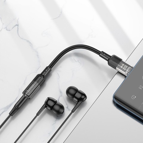 Перехідник Aux Hoco LS37 Spirit transparent external sound card Type-C to 3.5mm Black