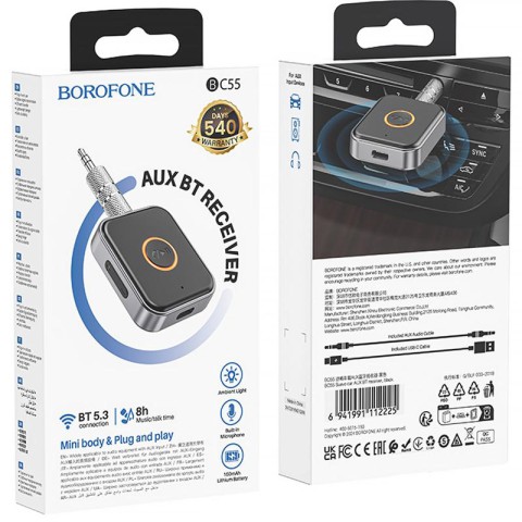 Bluetooth аудіо ресивер Borofone BC55 Suave (AUX 3.5mm) Black