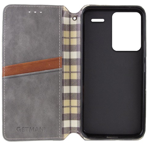 Шкіряний чохол-книжка GETMAN Cubic (PU) для Xiaomi Redmi Note 13 Pro+ Сірий