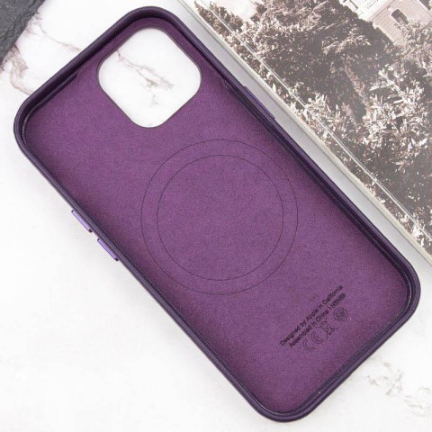Шкіряний чохол Leather Case (AAA) with MagSafe and Animation для Apple iPhone 15 (6.1") Dark Purple