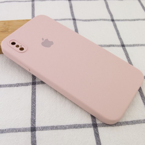 Чохол Silicone Case Square Full Camera Protective (AA) для Apple iPhone XS Max (6.5") Рожевий / Pink Sand