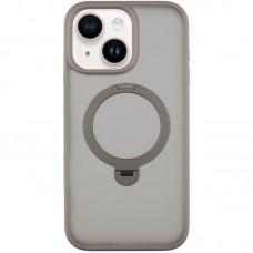 TPU+PC чохол Metal Buttons with MagSafe Colorful HQ Ring для Apple iPhone 15 (6.1") Grey
