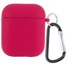 Силіконовий футляр з мікрофіброю для навушників Airpods 1/2 Червоний / Rose Red