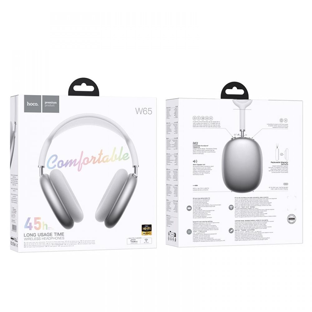 Накладні бездротові навушники Hoco W65 Happy Silver