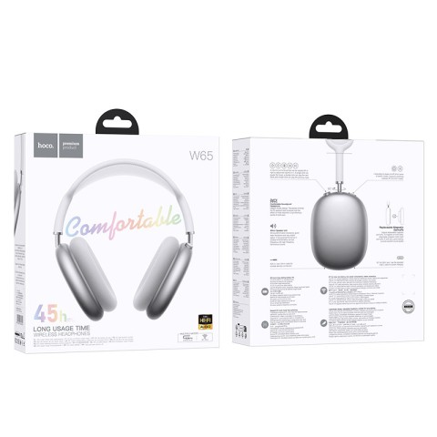 Накладні бездротові навушники Hoco W65 Happy Silver