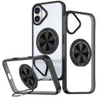 TPU+PC чохол Metal Ring with MagSafe для Apple iPhone 16 (6.1") Чорний