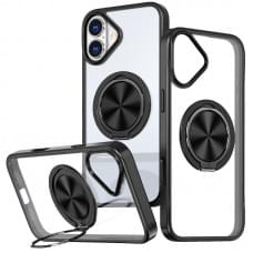 TPU+PC чохол Metal Ring with MagSafe для Apple iPhone 16 (6.1") Чорний