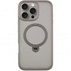 TPU+PC чохол Metal Buttons with MagSafe Colorful HQ Ring для Apple iPhone 16 Pro (6.3") Grey