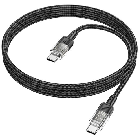 Дата кабель Hoco U129 Spirit Transparent Type-C to Type-C 60W (1.2m) Black