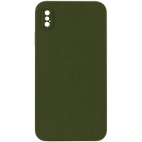 Чохол Silicone Case Square Full Camera Protective (AA) NOLOGO для Apple iPhone X / XS (5.8") Зелений / Dark Olive