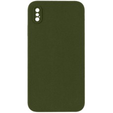 Чохол Silicone Case Square Full Camera Protective (AA) NOLOGO для Apple iPhone X / XS (5.8") Зелений / Dark Olive