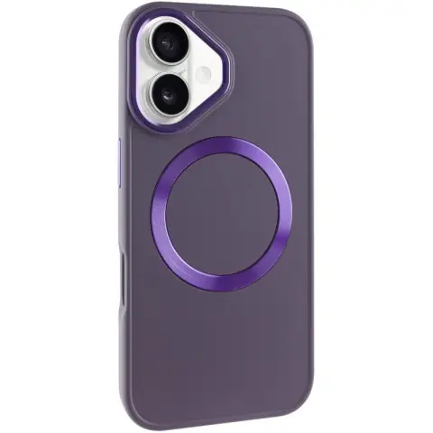 TPU чохол Bonbon Metal Style with MagSafe для Apple iPhone 16 (6.1") Фіолетовий / Dark Purple