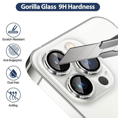 Захисне скло Metal Classic на камеру (у упак.) для Apple iPhone 14 Pro (6.1") / 14 Pro Max (6.7") Срібний / Silver