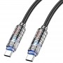 Дата кабель Hoco U122 Lantern Transparent Discovery Edition Type-C to Type-C 60W Black