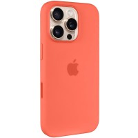 Чохол Silicone case (AAA) with Magsafe and Animation (button) для Apple iPhone 16 Pro (6.3") Tangerine