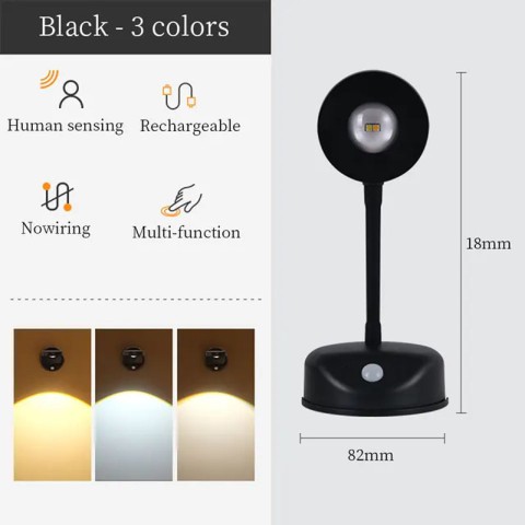 Настільна лампа LED з датчиком руху 3 colour light MZ-L2201 Black