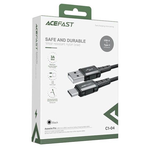 Дата кабель Acefast C1-04 USB to Type-C 3A (1.2m) Black