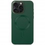 Шкіряний чохол Bonbon Leather Metal Style with MagSafe для Apple iPhone 15 Pro Max (6.7") Зелений / Pine green