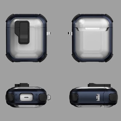 Футляр протиударний Locking Button для навушників Airpods 1/2 Blue