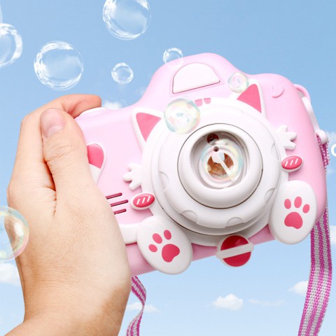 Фотокамера-генератор мильних бульбашок 1001 Kitty Children's camera Pink