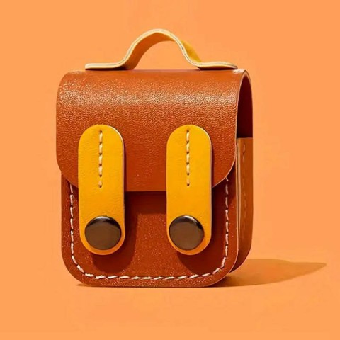 Шкіряний футляр Briefcase для навушників AirPods 1/2 Brown / Yellow