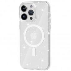 Чохол TPU Galaxy Sparkle (MagFit) для Apple iPhone 16 Pro Max (6.9") Clear+Glitter