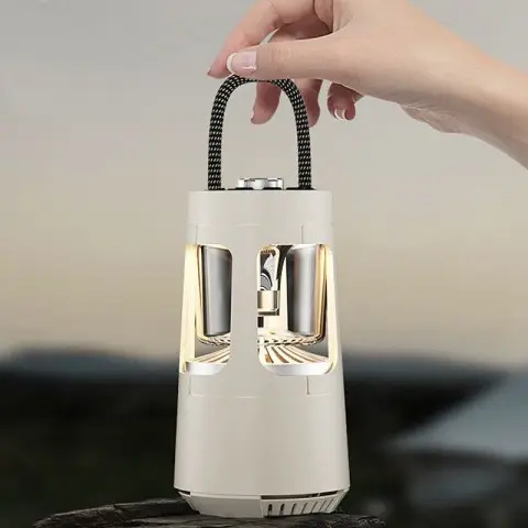 Кемпінговий ліхтар акумуляторний QD08 2in1 + Bluetooth колонка Biege