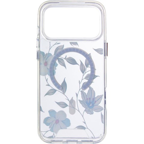 TPU+PC чохол Clear Garden with MagSafe для Apple iPhone 17 Pro (6.3") Blue Blossom