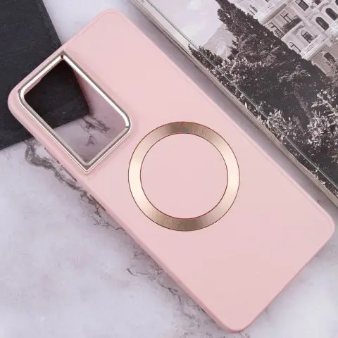TPU чохол Bonbon Metal Style with MagSafe для Samsung Galaxy S24 Ultra Рожевий / Light Pink