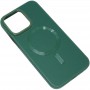 Шкіряний чохол Bonbon Leather Metal Style with MagSafe для Apple iPhone 15 Pro Max (6.7") Зелений / Pine green