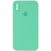 Чохол Silicone Case Square Full Camera Protective (AA) для Apple iPhone X / XS (5.8") Зелений / Spearmint